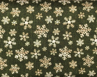 Patchwork fabric A Jingle Bell Christmas cotton fabric "Crossroads Snowflake Green" Benartex