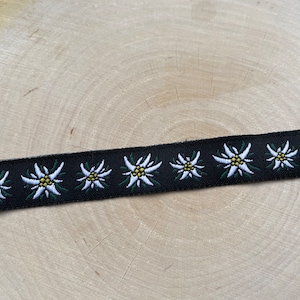 Ruban tissé Edelweiss noir par Union Knopf 1 m
