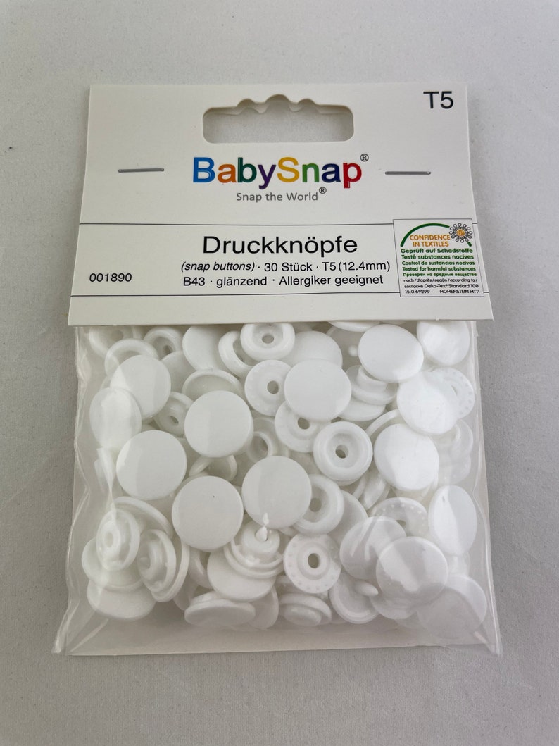 Druckknöpfe BabySnap T5 12,4 mm Farbe B43 weiß Bild 2