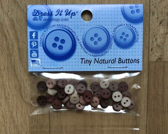 Dress it up - Buttons “Tiny Natural Buttons” 6 mm, plastic buttons, Jesse James