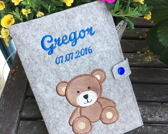 Funda de fieltro para cuadernillo de examen con osito de peluche