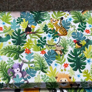 Patchworkstoff Kinderstoff "Jungle Friends“ Digital Packed Animals von World of Susybee