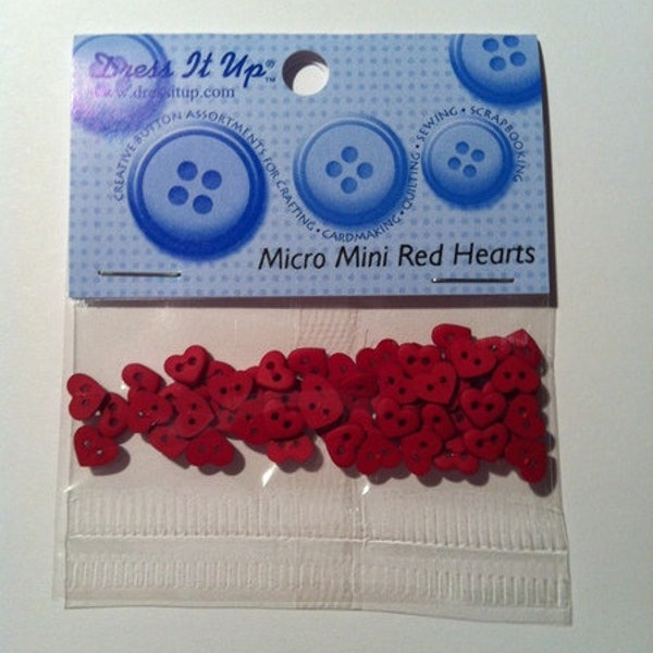 Knöpfe, Dress it up - Buttons Micro Mini red Hearts, Herzknöpfe rot