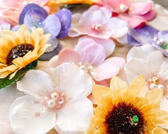 Rapunzel Flower Hair Clips | Princess Hair Accessories, Tangled-Inspired Hairpiece, Graduation Cap, Birthday Party Favors, Disney Outfit