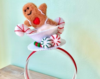 Cindy Lou Who Costume Teacup Headband | Felt Gingerbread/Candy, Christmas Gift, Holiday Costume Party, Unique Gift from Mom for Girls Women