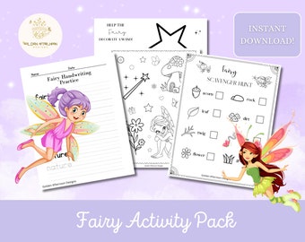 Fairy Printable Activity Pack/for Little Boy Girl Fairy Birthday Party Favors Gift from Mom Coloring Pages DIY Crafts Nature Scavenger Hunt