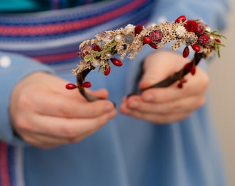 Winter Floral Headband/Dried Flower headband for Girl Women Bride Wedding Hair Accessories Autumn Fall Winter Wedding Christmas Gift