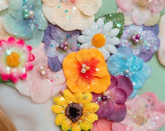 Rapunzel Spring Summer Assorted Flower Hair Clips/for Long Braid Toddler Girl Women Dress Up Hair Accessories Princess Party Wedding Favors