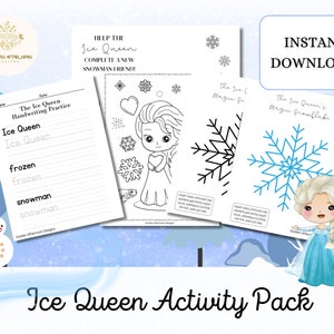 Ice Queen Elsa Frozen Printable Activity Pack/Little Girl Birthday Party for Girls Boys Kids from Mom Disney Princess Birthday Party Favors