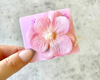Exquisite Pink Hydrangea Flower Hair Clips/Glittering Blossoms for Moms Special Events Wedding Prom Concert Party Gift Ideas Flower Girl Pin