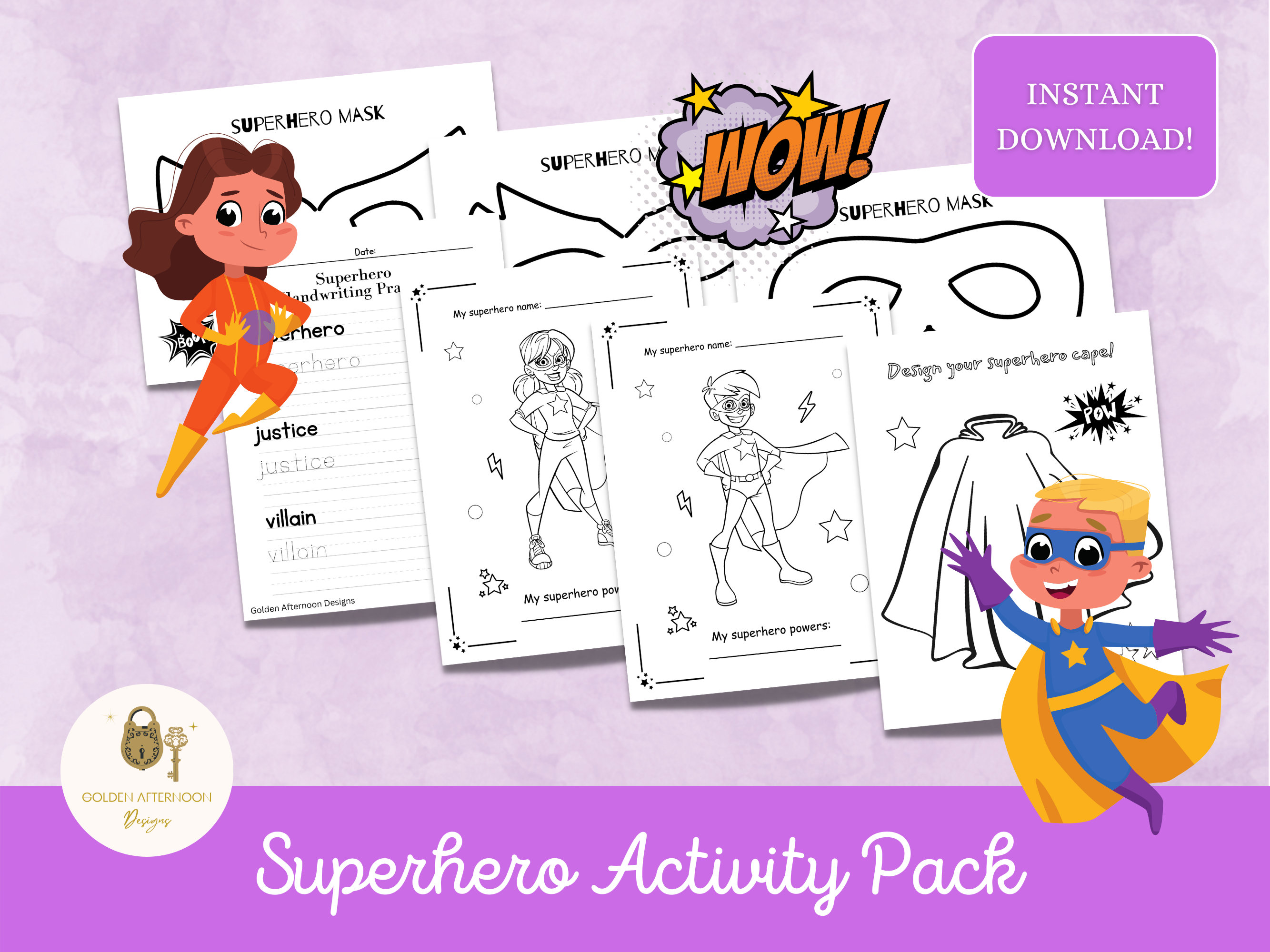 Superhero Printable Activity Pack/girl Boy Superhero Birthday Party ...