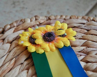 Frozen Fever Anna-Inspired Sunflower Hair Comb w/ Ribbons Princess Cosplay Accessory Spring Festival Hairpiece Frozen Birthday Costume Clip