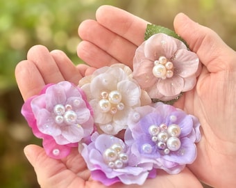 Rapunzel Braid Flowers Set of 5 Princess Hair Flowers in Pink, Purple, White & Tan  Tangled Inspired Hair Accessories, Dress Up Costumes