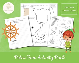 Peter Pan Printable Activity Pack | Pirate Adventure Worksheets Nature Scavenger Hunt Coloring Pages Birthday Party Favors DIY Crafts Kids