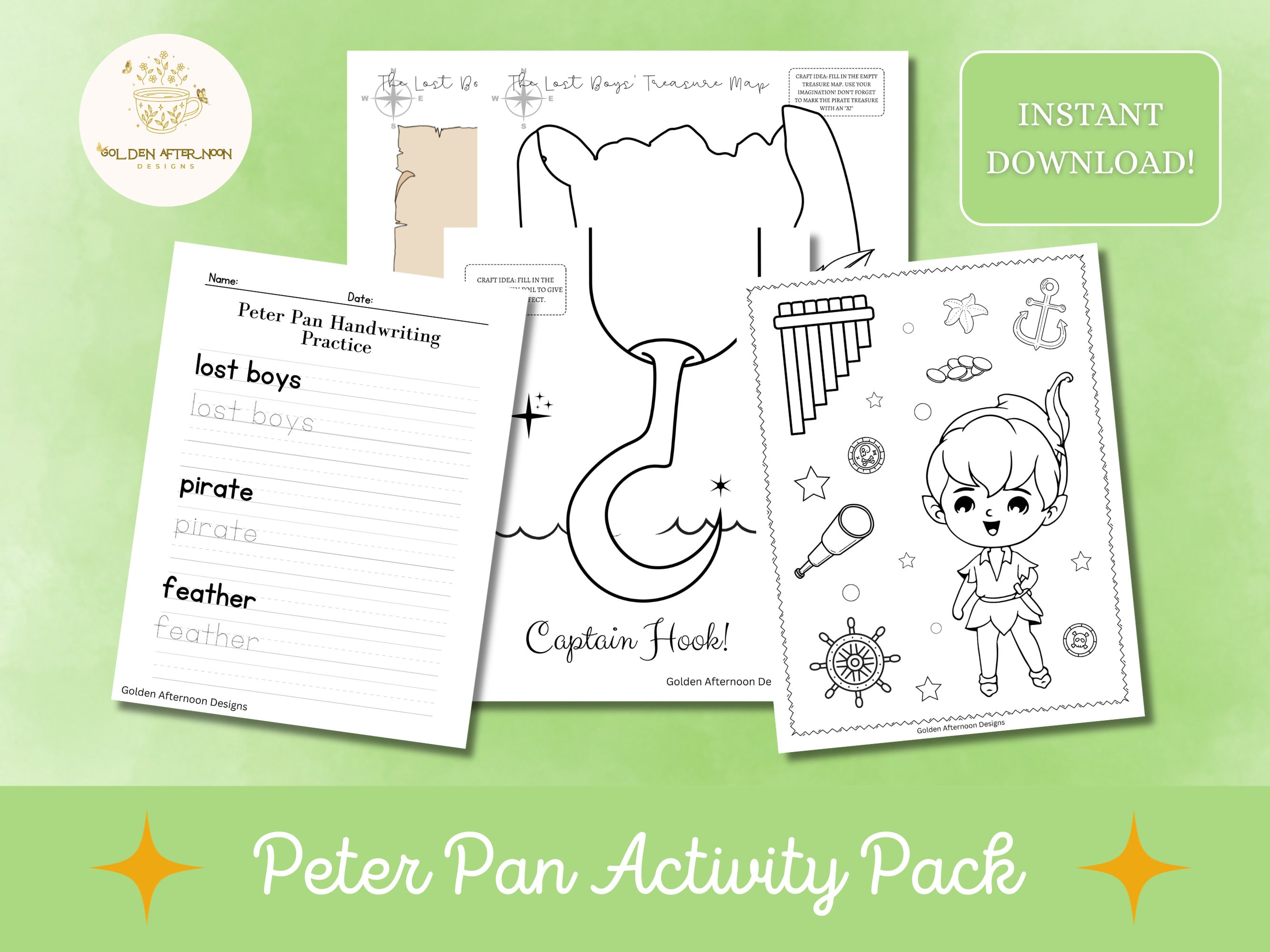 Peter Pan Printable Activity Pack/for Little Boy Pirate Fantasy…