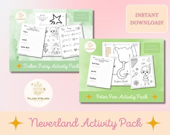 Neverland Printable Activity Pack Bundle/for Little Girl Boy Kids Tinkerbell Peter Pan Fantasy Birthday Party Favor Gift Coloring DIY Crafts