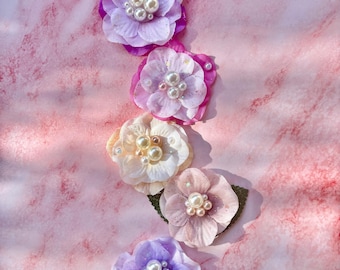 Rapunzel Braid Flowers Set of 5 Princess Hair Flowers in Pink, Purple, White & Tan  Tangled Inspired Hair Accessories, Dress Up Costumes