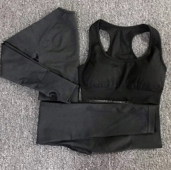Fitness Outfit Fall Fitness Outfit Long Sleeve Crop Top Leggings For Woman Yoga Leggings Gym Clothing Leggings Woman Tops