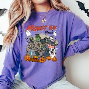 Retro Halloween Comfort Colors shirt, Monster Mash TShirt, Vintage Ghost Halloween t-Shirt, Monster Tee, Retro Fall Top, Fall Shirt