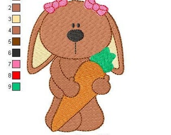 Stickdatei, Stickmuster "Clementine Carrot", digitale Stickdatei, Embroidery Design, Bunny, Hase, Karotte, Ostern,Easter