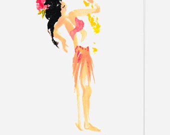 Hawaii Watercolor Note Card featuring a lei