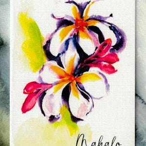 Bright Plumeria Watercolor Greeting Cards: Hawaii Floral Thank You Notes