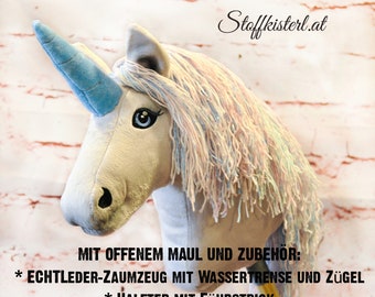 Hobby Horse EINHORN mit Zaumzeug und Halfter