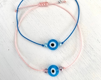 Glücksbringer, Evil eye Armband, Armband Mädchen und Jungen, Talisman, Freundschaftsarmband, Makramee Armband, Länge verstellbar