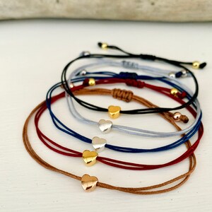 Heart bracelet with card in your desired color, heart bead in gold, rose gold or silver image 2