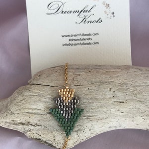 Beaded bracelet triangles, bracelet MiYuki beads, Christmas gift for woman, many colors, bracelet handmade stainless steel chain image 5