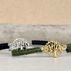 Bracelet arbre de vie en or ou argent dans la couleur souhaitée, bracelet macramé, longueur réglable image 1
