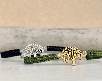 Tree of life bracelet in gold or silver in your desired color, macrame bracelet, adjustable length