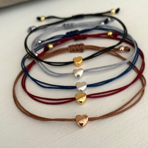 Heart bracelet with card in your desired color, heart bead in gold, rose gold or silver image 5