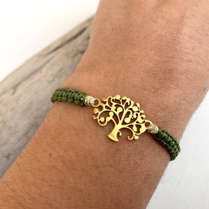 Bracelet arbre de vie en or ou argent dans la couleur souhaitée, bracelet macramé, longueur réglable image 3