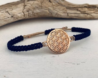 Flower of life rose gold, bracelet flower of life, color selection, jewelry harmony and energy, women's bracelet, adjustable length, gift for her