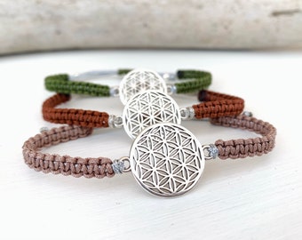 Blume des Lebens Armband, Lebensblume silber, Farbauswahl, Schmuck Harmonie und Energie, Armband Damen, Länge verstellbar,Geschenk für Sie