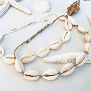 Anklet Kauri shells, anklet shell summer, 925 silver, sand and sea jewelry, shell anklet, adjustable size, choice of colors