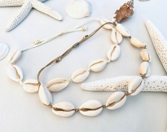 Anklet cowrie shells, anklet shell summer, 925 silver, jewelry sand and sea, shell anklet, size adjustable, color selection