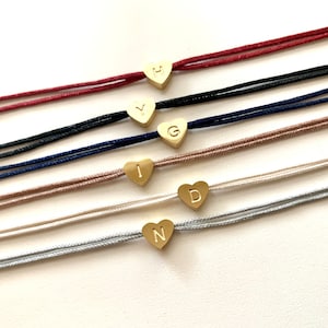 Personalisiertes Armband, Herz mit Buchstabe gold, Initialenarmband, Makramee Herzarmband, viele Farben, verstellbar, Lieblingsmensch Bild 3