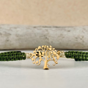 Bracelet arbre de vie en or ou argent dans la couleur souhaitée, bracelet macramé, longueur réglable image 2