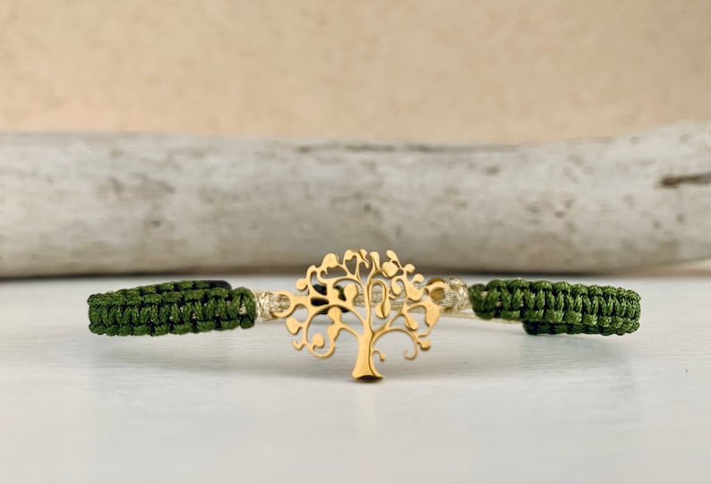 Bracelet arbre de vie en or ou argent dans la couleur souhaitée, bracelet macramé, longueur réglable image 2