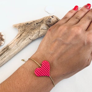 Herz Armband, Freundschaftsarmband, JGA Armband, viele Farben, Makramee Armband verstellbar, Armband Herzchen, Schmuck hypoallergen