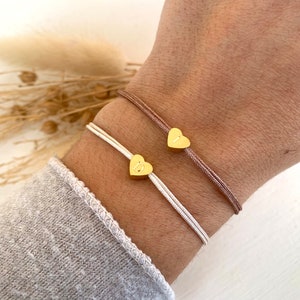 Personalisiertes Armband, Herz mit Buchstabe gold, Initialenarmband, Makramee Herzarmband, viele Farben, verstellbar, Lieblingsmensch afbeelding 4