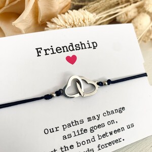 Freundschaftsarmband, beste Freundin Armband, Armband mit Herzen, inkl. Karte, gold silber oder rosegold, Länge verstellbar,Geschenk für Sie