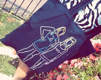 Handpainted Romy and Michele tote bag - made to order