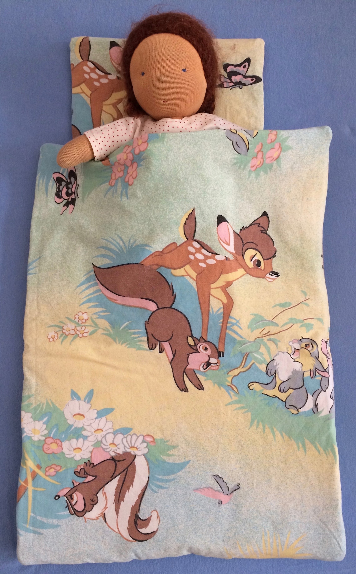 Doll Bed Linen Sewn From Old Bambi Children's Bedding Etsy