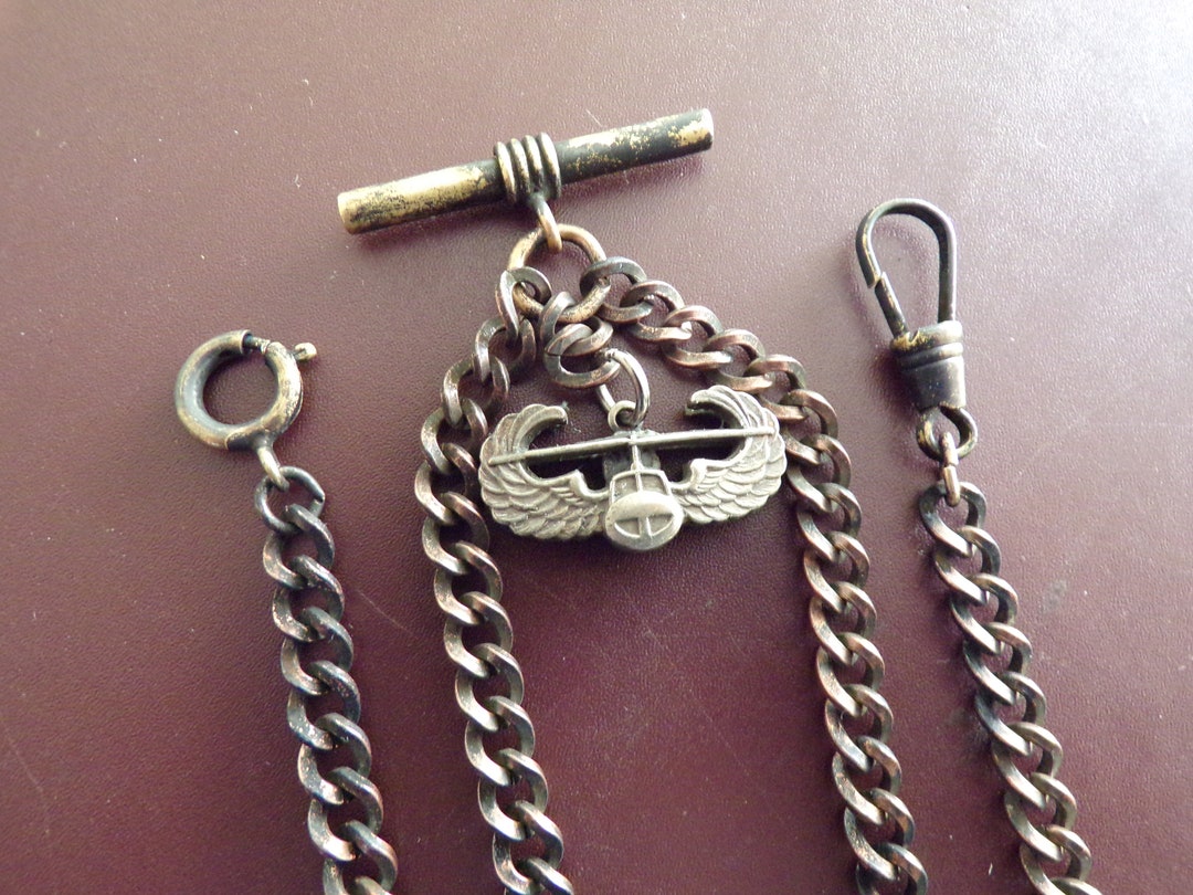 Vintage Pocket Watch Vest Chain Tbar Air Assault US Army Etsy