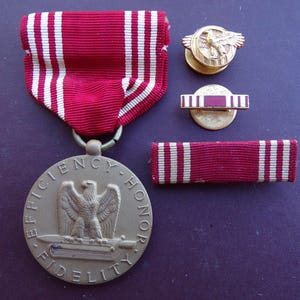 US Army WWII Good Conduct Medal Ribbon Vintage Insignia Uniform Pin Back Military GCM Lot World War Two Set Lapel Buttonhole Bar