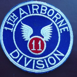 WWII US Army 11th Airborne Infantry Division Parachute Pocket Patch Vintage Insignia Paratrooper Uniform World War Two SSI