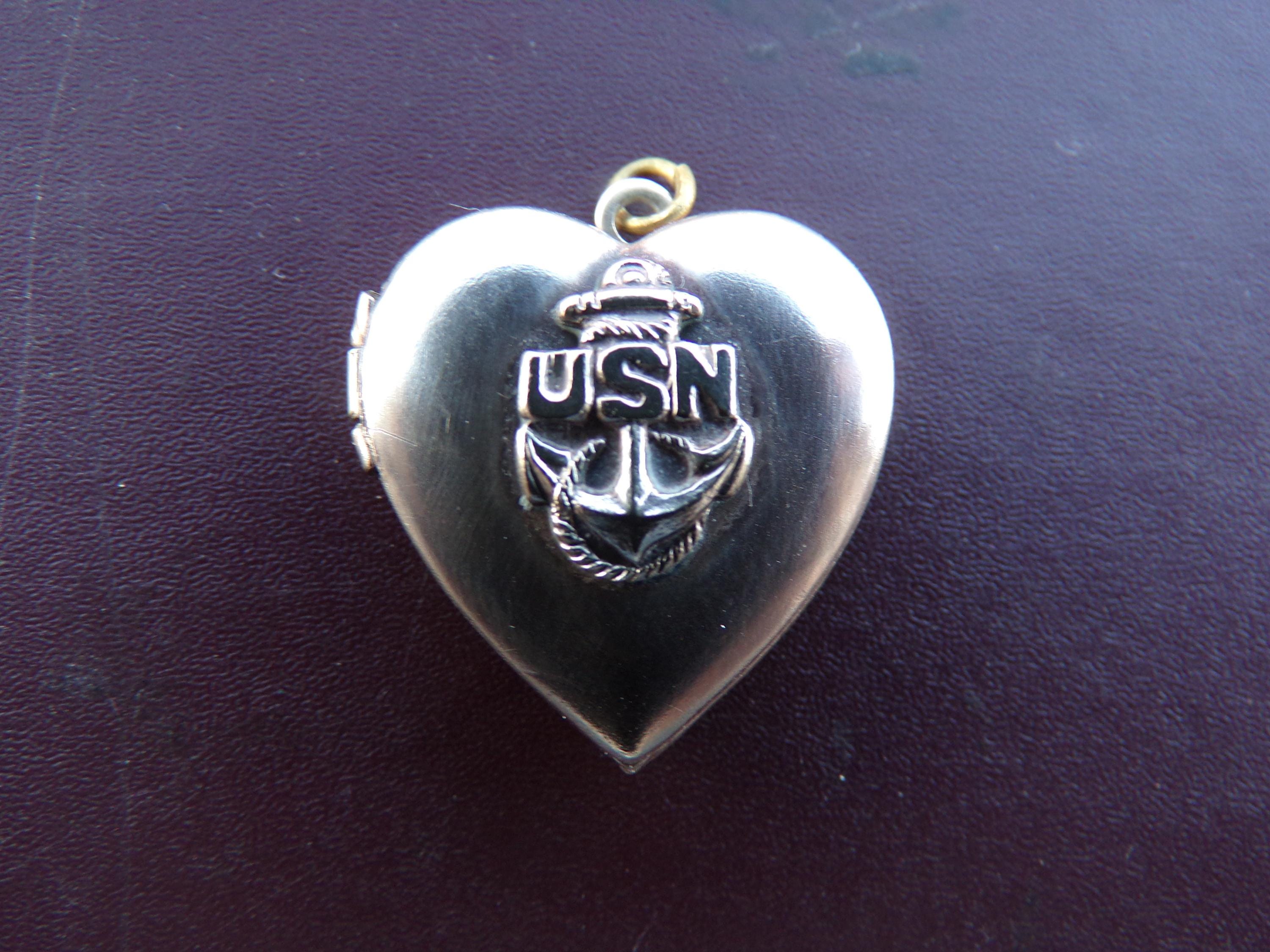 米軍実物 SWEETHEART JEWELRY USNチャーム 40s Sweet Puffy Heart アメリカ軍 ミリタリー US